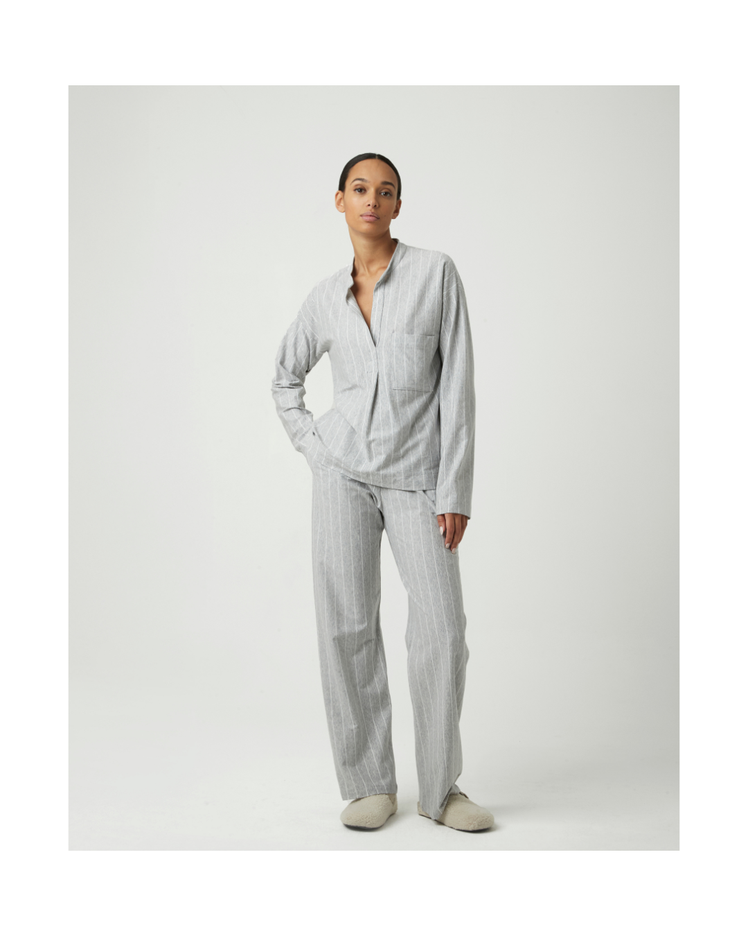 Pluto Pyjama Izzie Grey Chiné Stripe