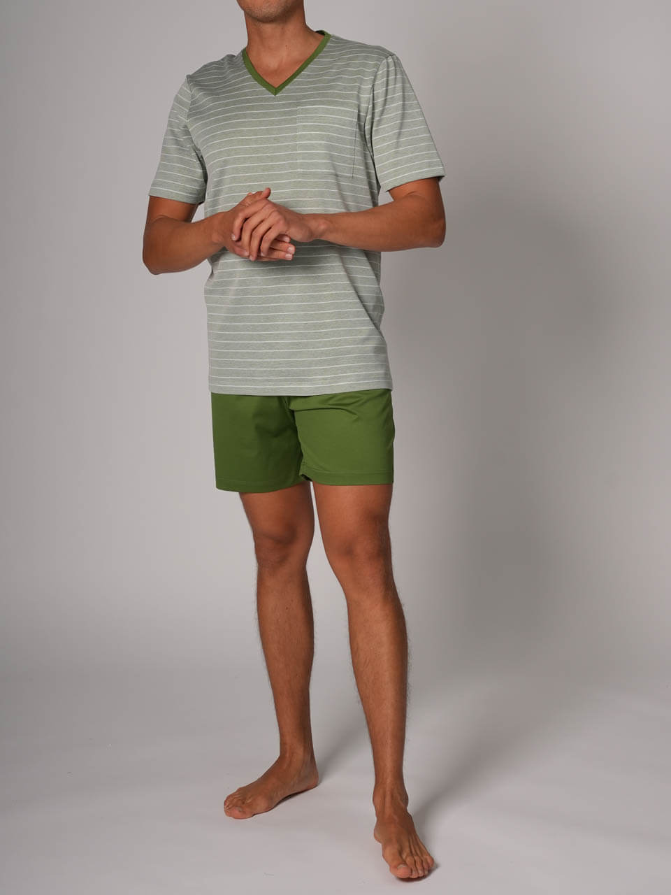 Novila Heren Pyjama Kort Sir Grasgroen Streep