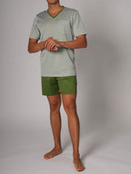 Novila Heren Pyjama Kort Sir Grasgroen Streep