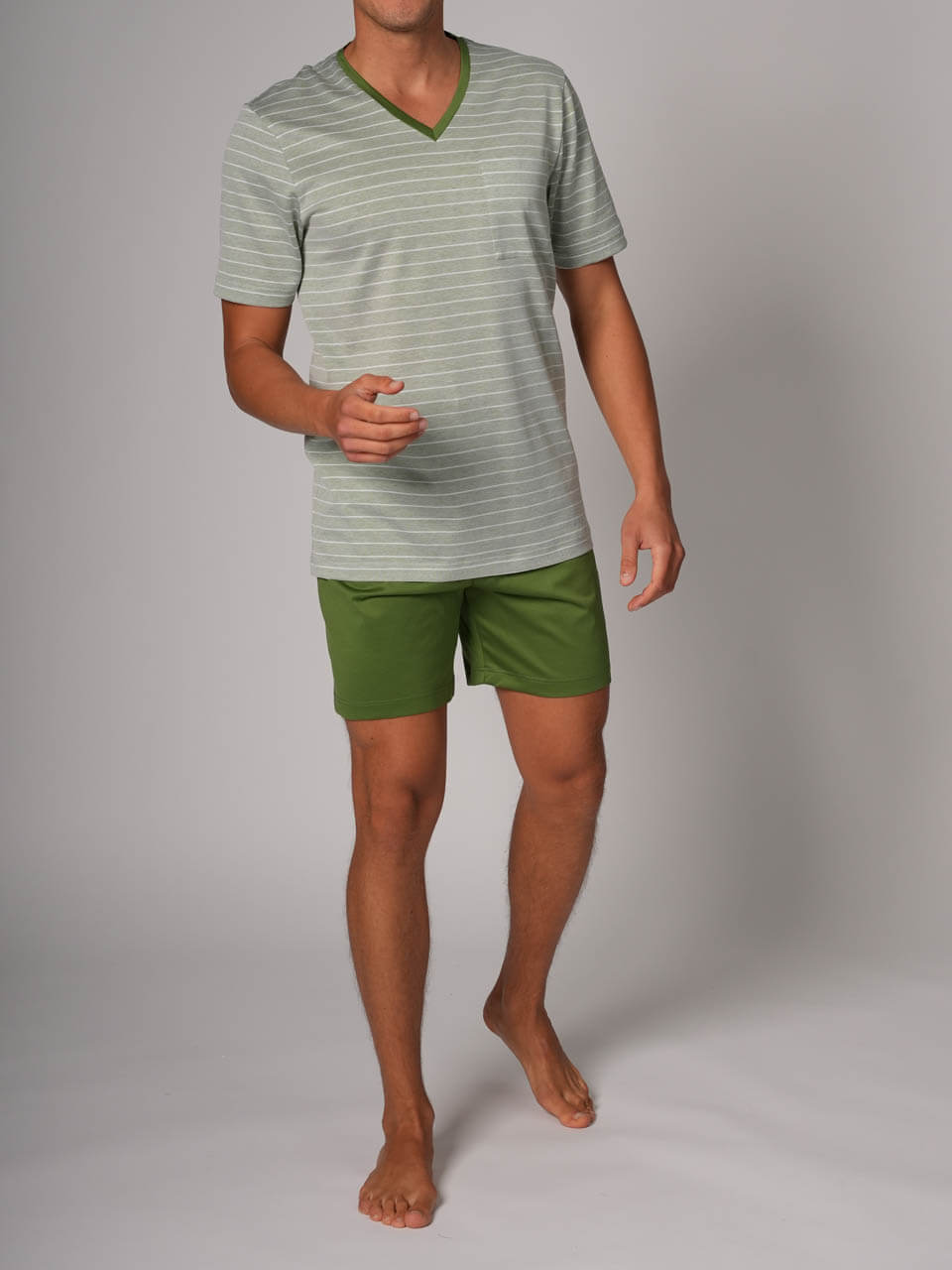 Novila Heren Pyjama Kort Sir Grasgroen Streep