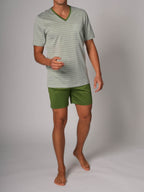 Novila Heren Pyjama Kort Sir Grasgroen Streep