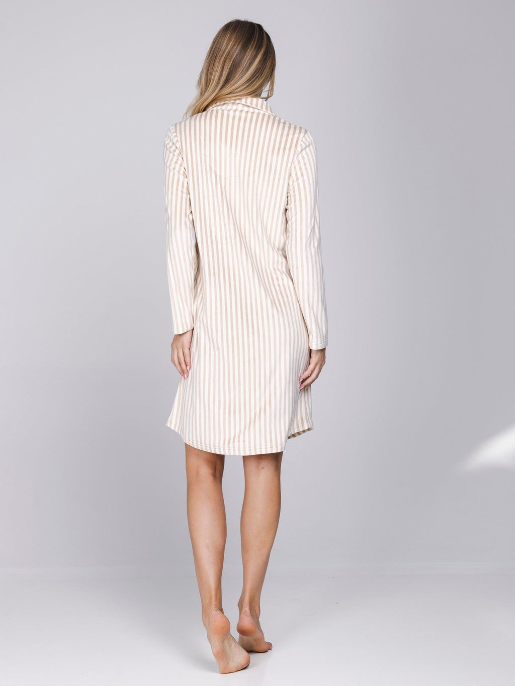Dames Nachthemd Softness Beige Streep detail 2