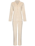Dames Pyjama Softness Doorknoop Beige Streep
