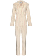 Dames Pyjama Softness Doorknoop Beige Streep