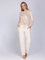 Dames Pyjama Softness Boothals Beige detail 3
