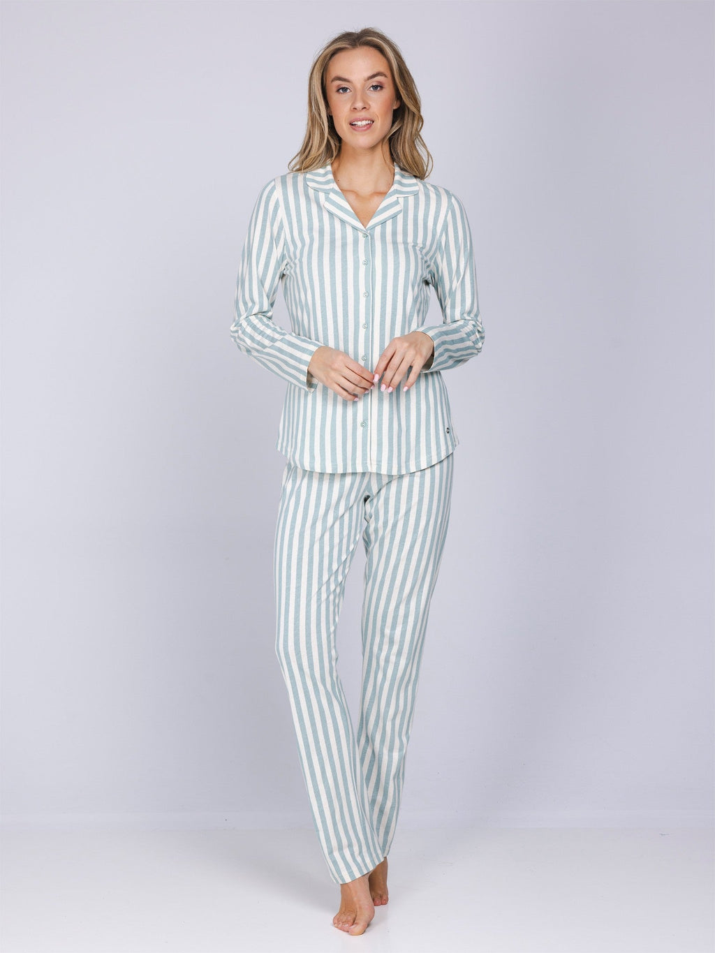 Dames Pyjama Nordic Leaf Ecru/Groen detail 3