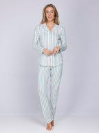 Dames Pyjama Nordic Leaf Ecru/Groen detail 3