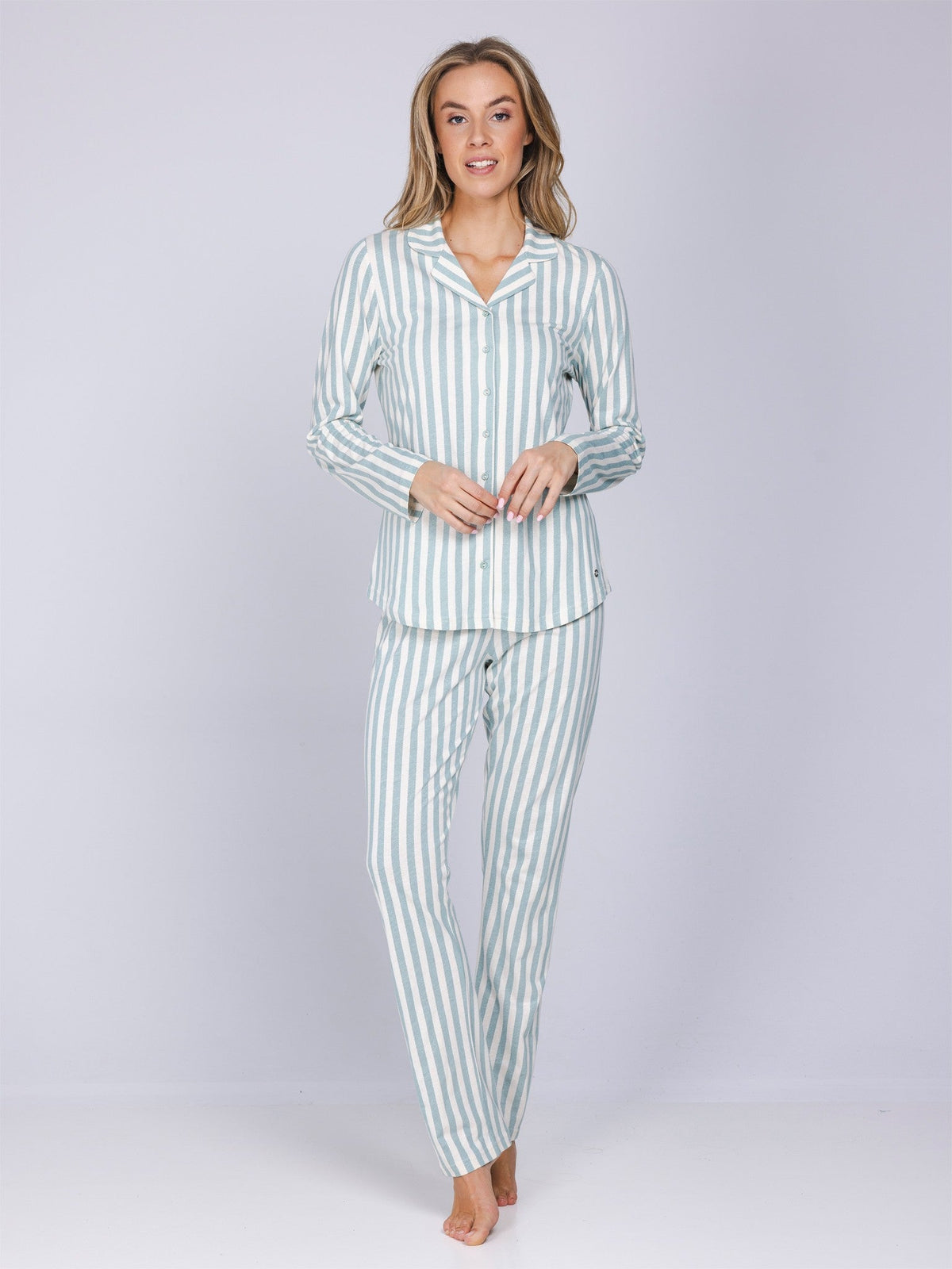 Dames Pyjama Nordic Leaf Ecru/Groen detail 3