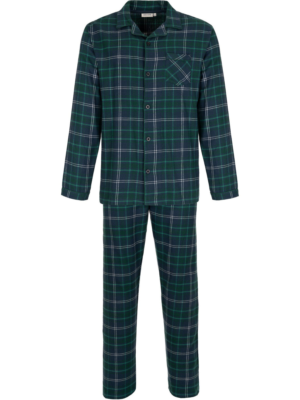 Heren Pyjama Lodge Doorknoop Ruit Blauw/Groen detail 1