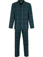 Heren Pyjama Lodge Doorknoop Ruit Blauw/Groen detail 1