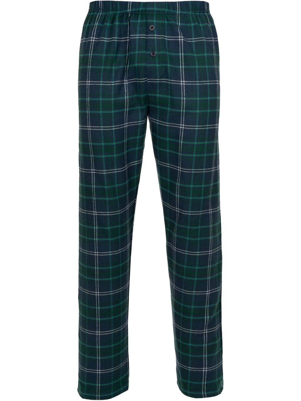Heren Pyjama Lodge Doorknoop Ruit Blauw/Groen detail 2