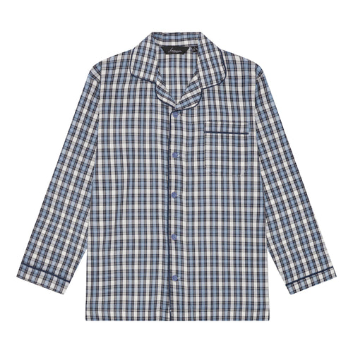 Ambassador Heren Pyjama Salzburg Poplin Ruit Zwart Blauw Wit