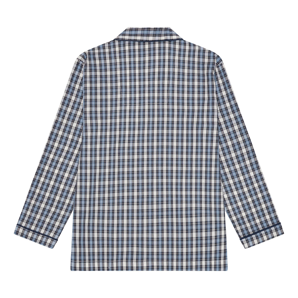 Ambassador Heren Pyjama Salzburg Poplin Ruit Zwart Blauw Wit