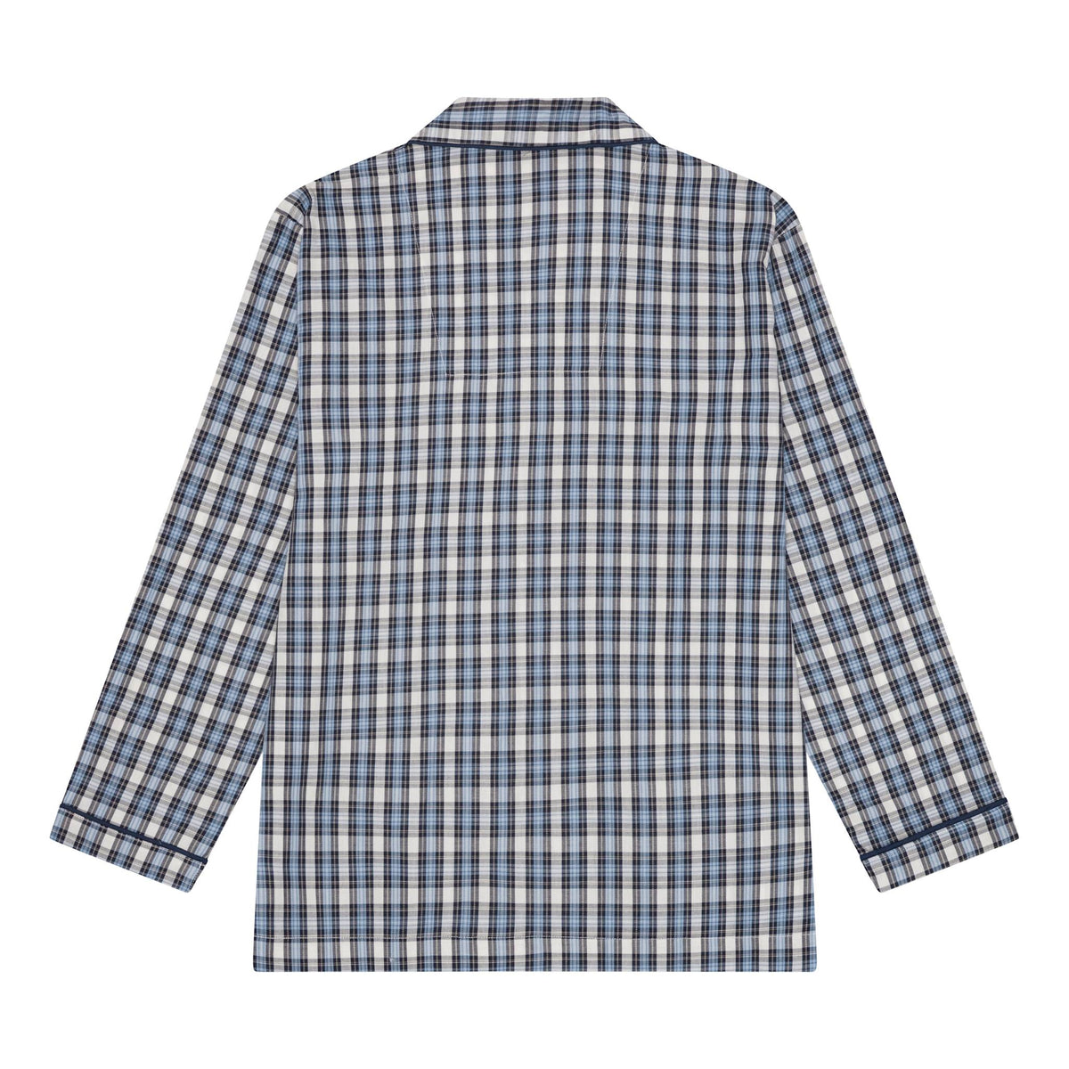 Ambassador Heren Pyjama Salzburg Poplin Ruit Zwart Blauw Wit