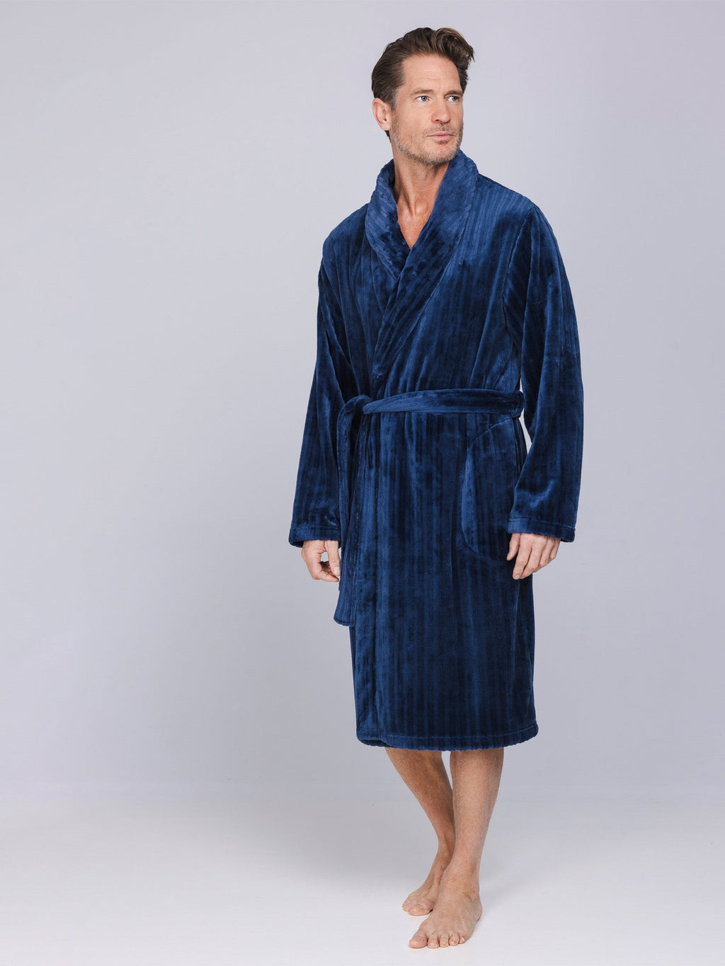 Heren Kamerjas Blue Draft Lang Donkerblauw detail 1