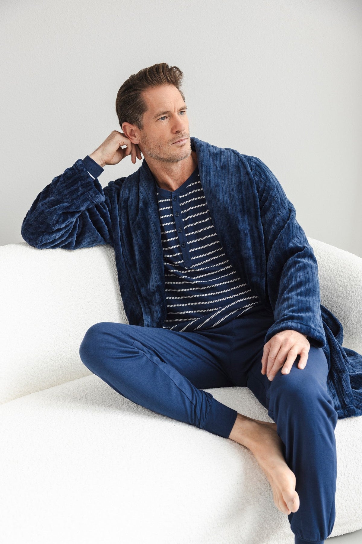 Heren Kamerjas Blue Draft Kort Donkerblauw