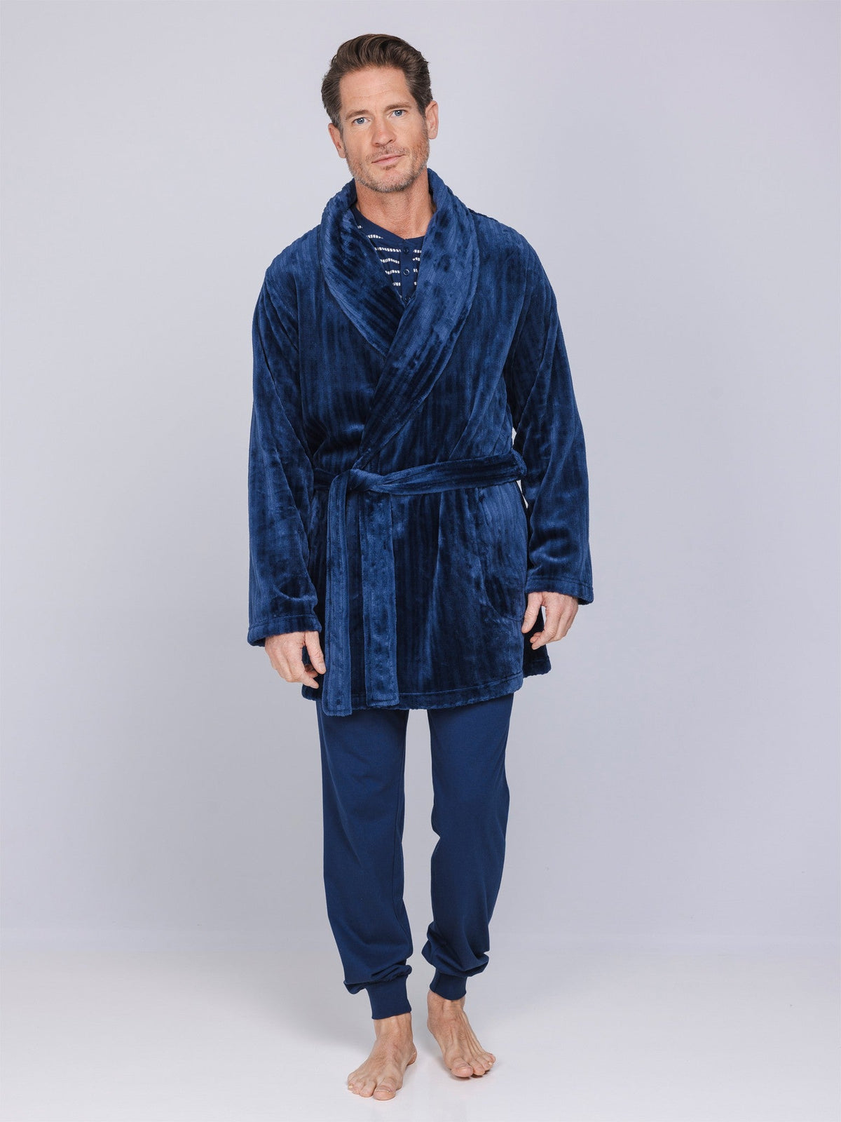 Heren Kamerjas Blue Draft Kort Donkerblauw detail 1