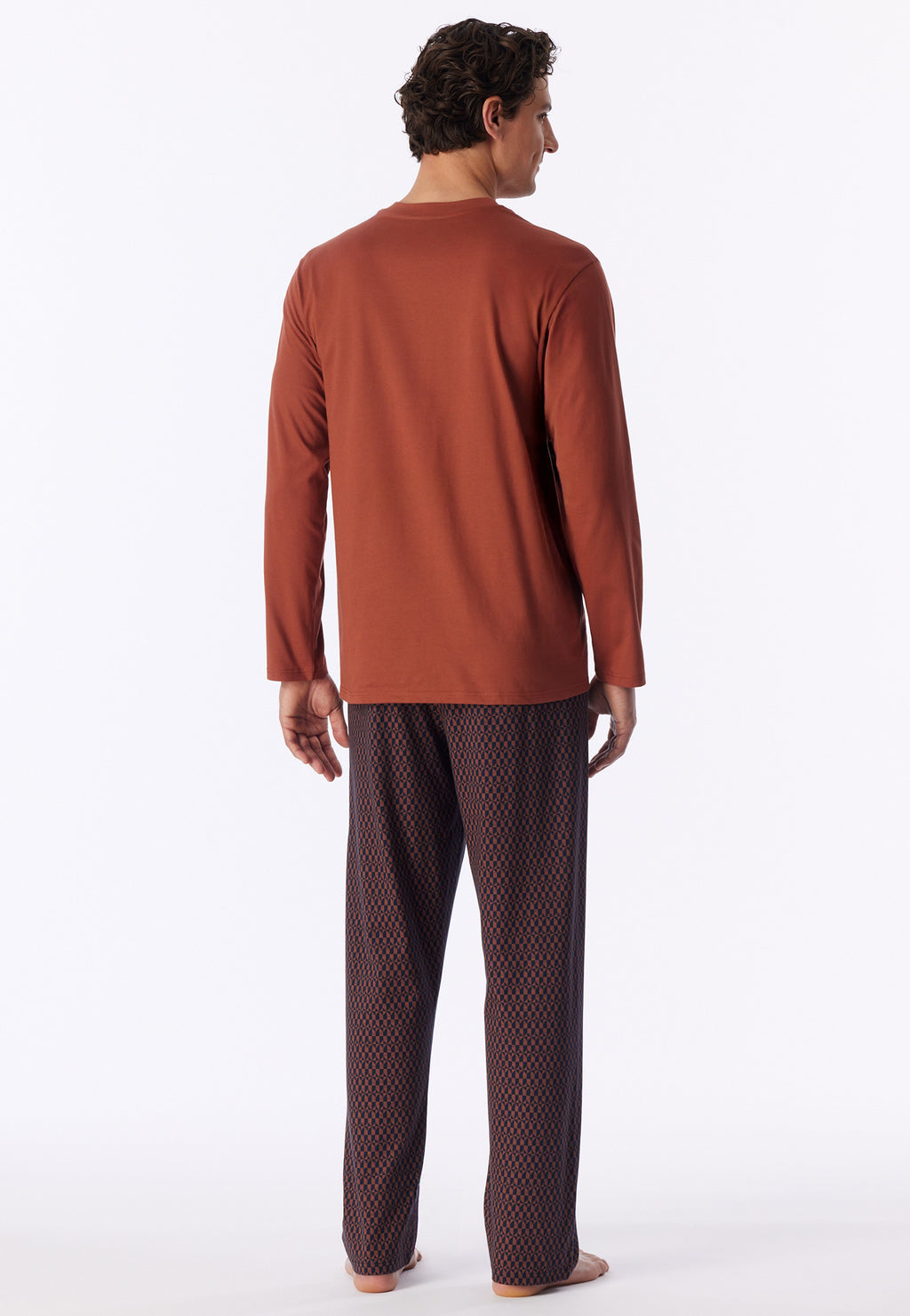Schiesser Heren Pyjama Lang Comfort Nightwear Koper detail 1