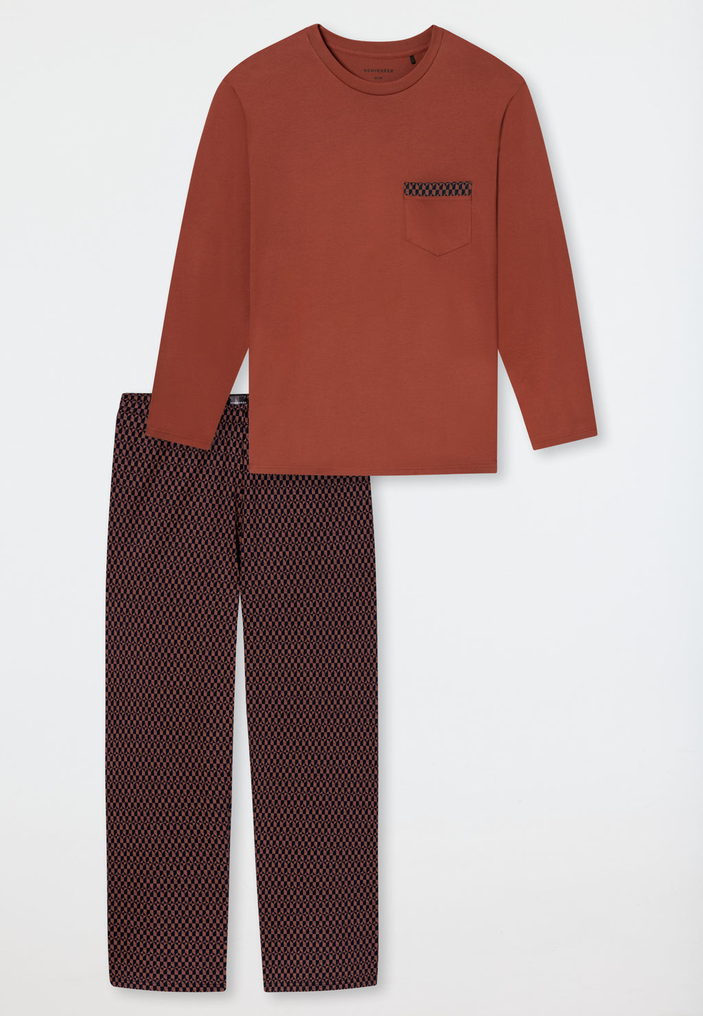 Schiesser Heren Pyjama Lang Comfort Nightwear Koper detail 2