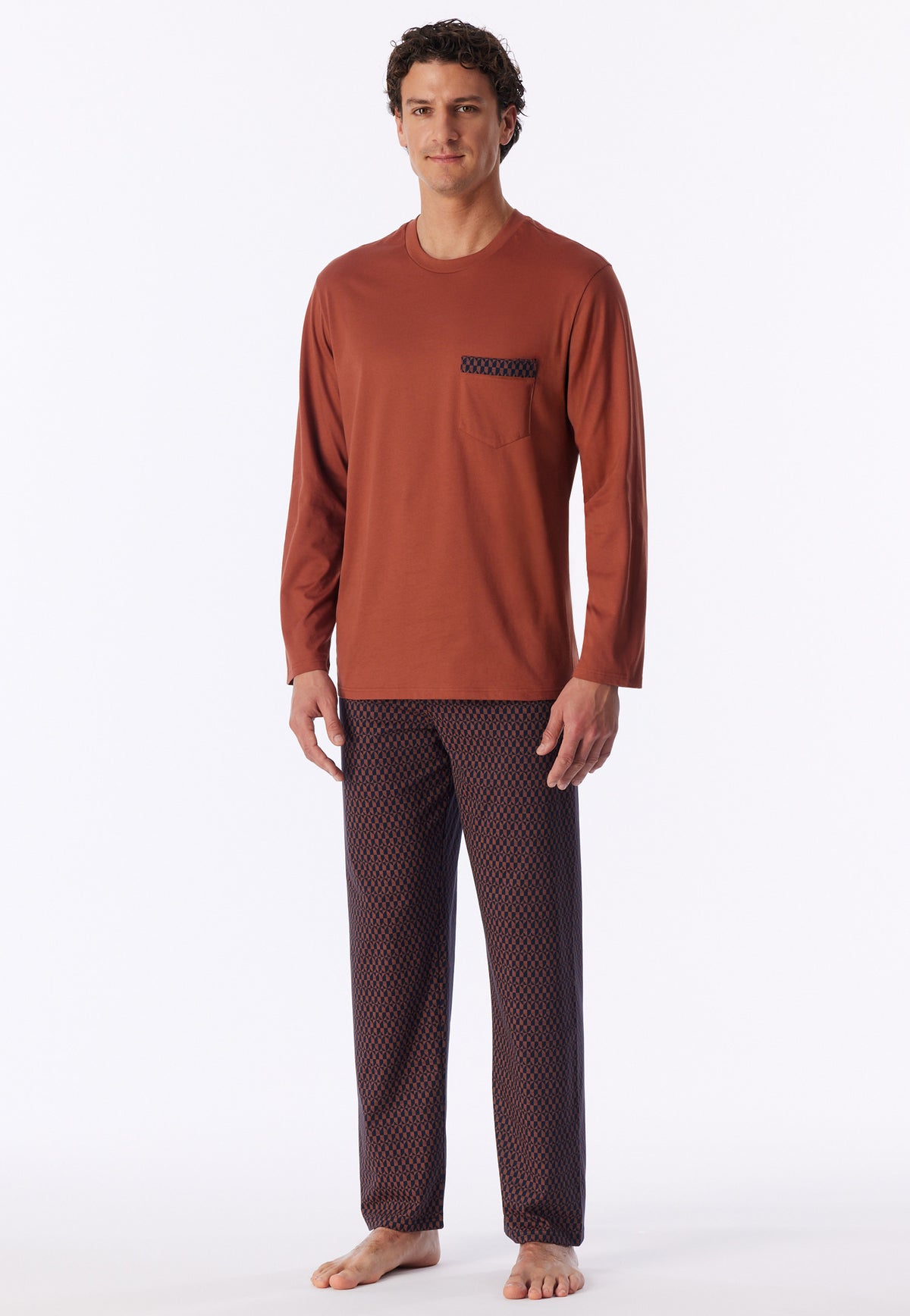 Schiesser Heren Pyjama Lang Comfort Nightwear Koper detail 3