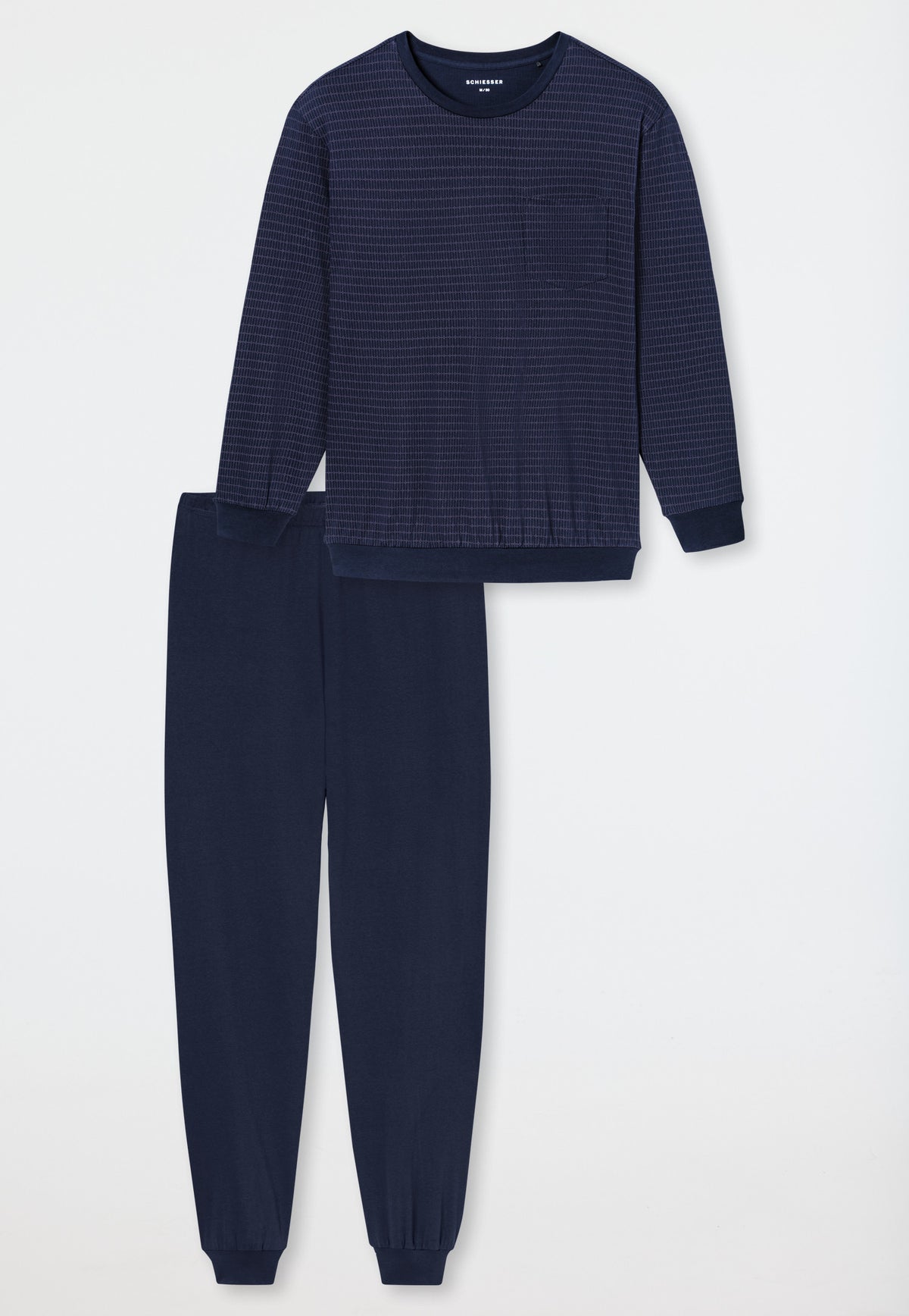 Schiesser Heren Pyjama Lang Comfort Essentials Aubergine Manchetten detail 2