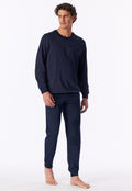 Schiesser Heren Pyjama Lang Comfort Essentials Aubergine Manchetten