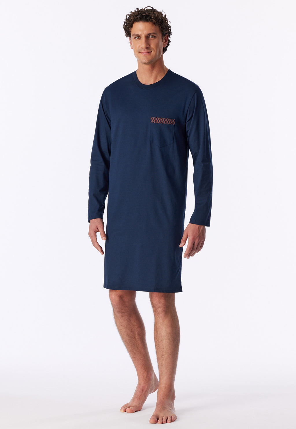 Schiesser Heren Nachthemd Lange Mouwen Comfort Nightwear Koper detail 3