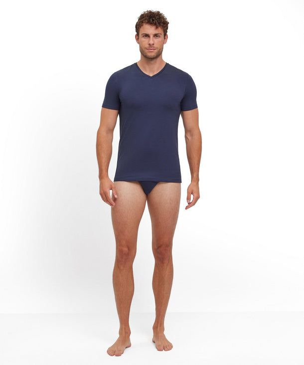 Falke T-shirt Daily Comfort V-hals Midnight (2-pack) detail 3