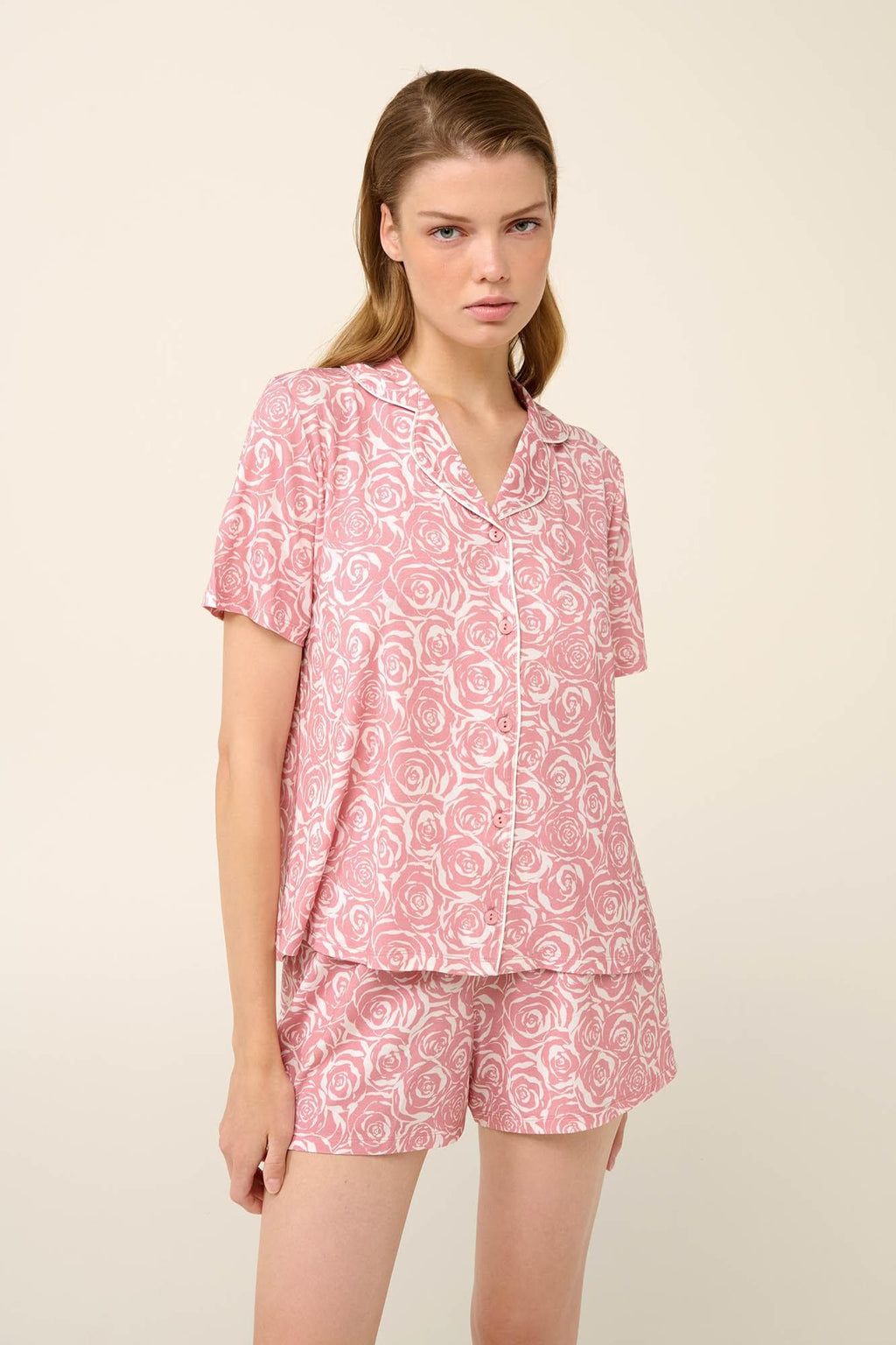 Vamp Zomerpyjama met Knoopsluiting Roze