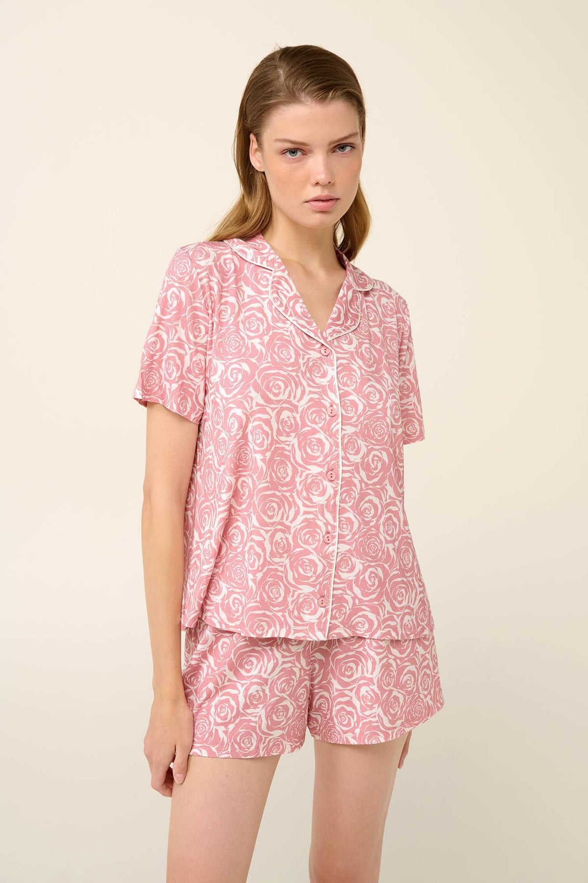 Vamp Zomerpyjama met Knoopsluiting Roze