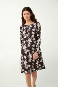 Vamp Nachthemd Bloemen met Knoopsluiting Bruin