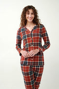 Vamp Pyjama Katoen Schotse Ruit met Knoopsluiting