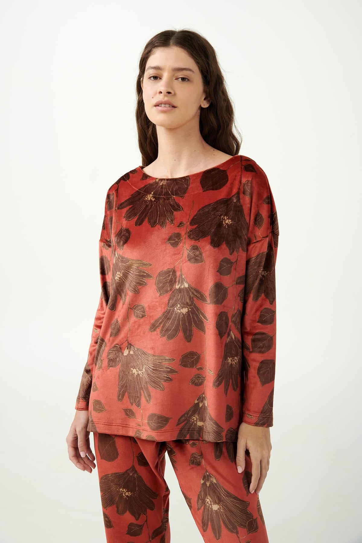 Vamp Velours Loungeset Lelies Rood