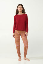 Vamp Pyjama Micromodal Rood met Retroprint