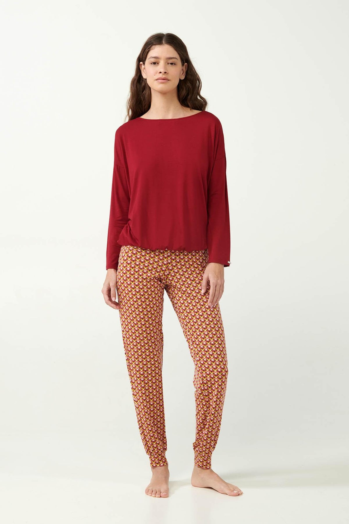 Vamp Pyjama Micromodal Rood met Retroprint