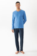Mey Heren Pyjama Lang Micro Blue Recent Blue