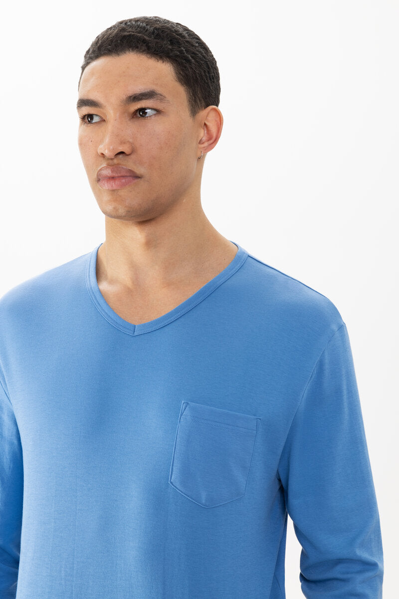 Mey Heren Pyjama Lang Micro Blue Recent Blue detail 2