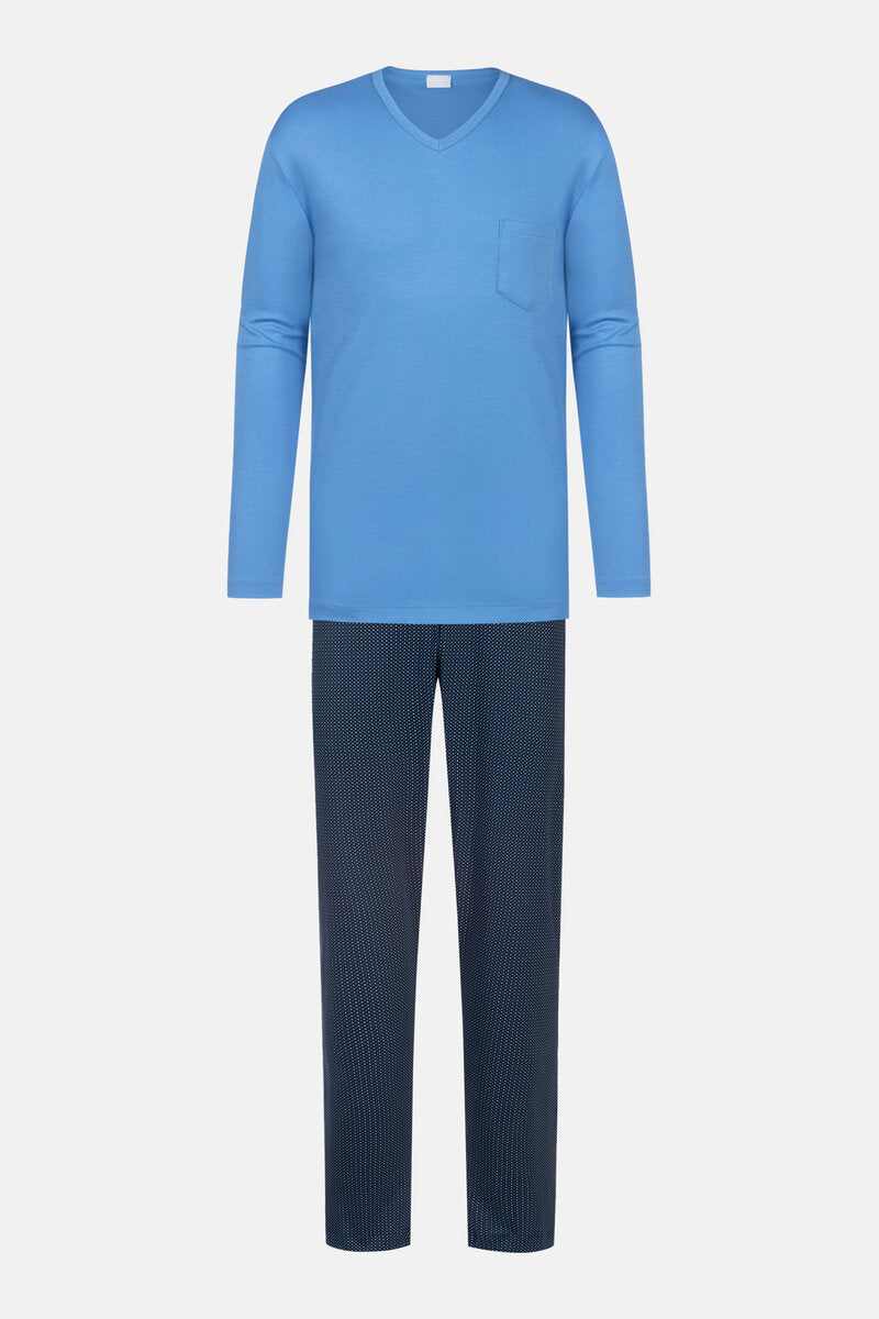 Mey Heren Pyjama Lang Micro Blue Recent Blue detail 3