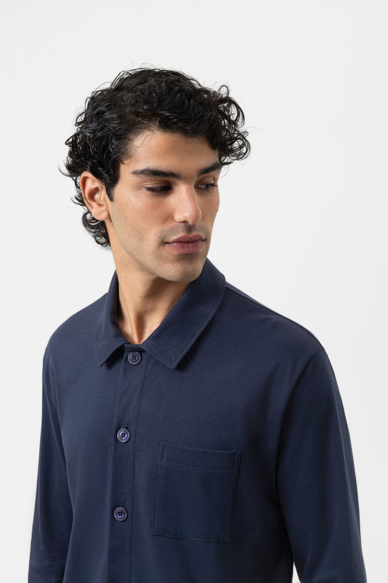 Mey Heren Pyjama Pure Night Yacht Blue detail 2