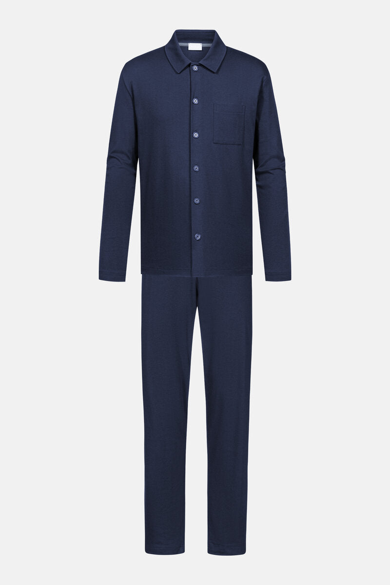 Mey Heren Pyjama Pure Night Yacht Blue detail 4