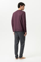 Mey Heren Pyjama Lang Evening Geo Oxblood detail 1