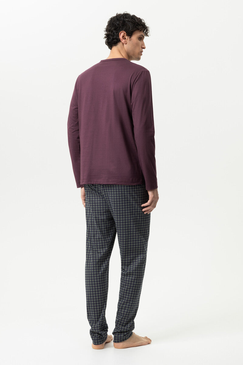 Mey Heren Pyjama Lang Evening Geo Oxblood detail 1