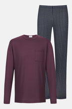 Mey Heren Pyjama Lang Evening Geo Oxblood detail 3
