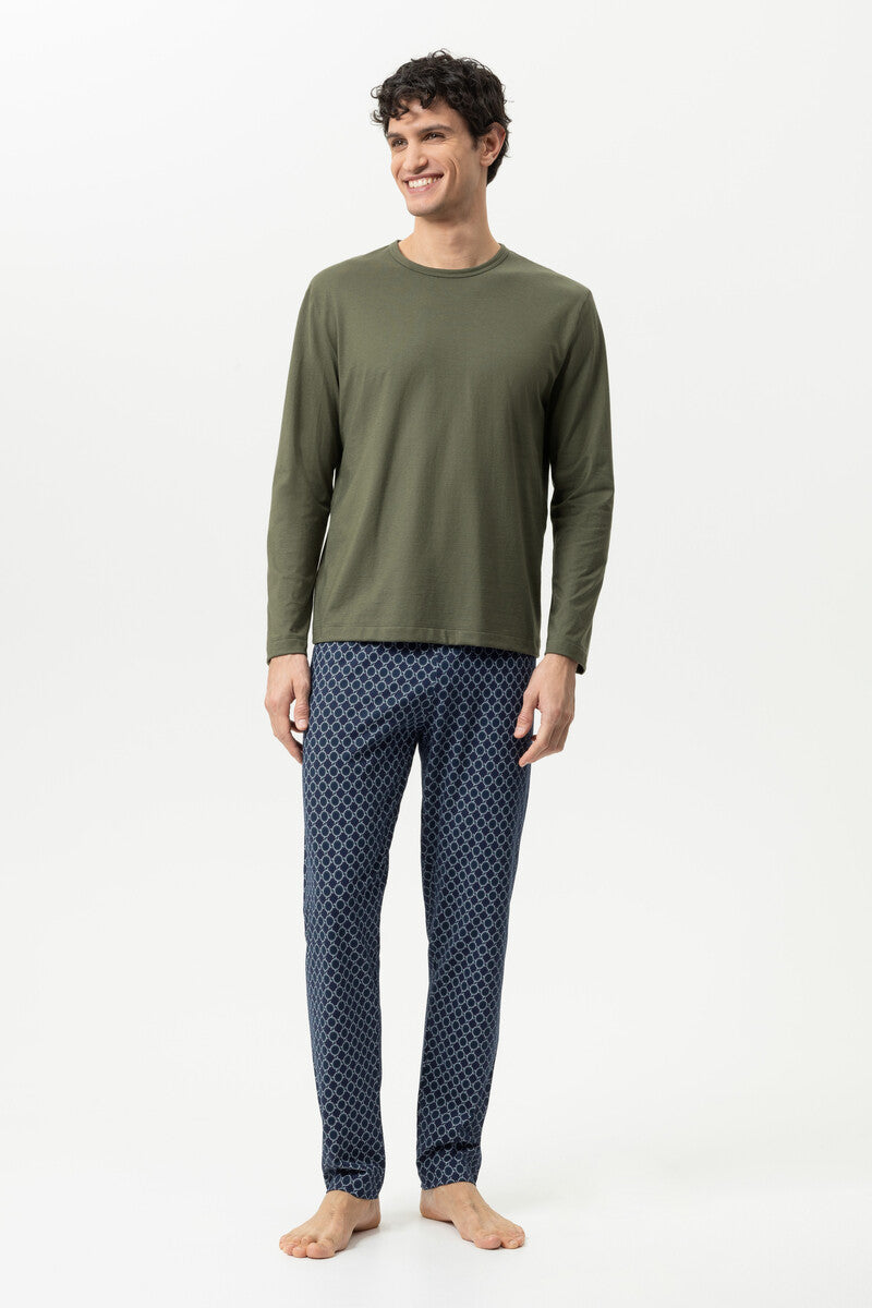 Mey Heren Pyjama Lang Sleek Circles Black Forest Green