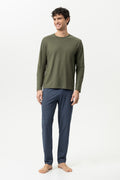 Mey Heren Pyjama Lang Sleek Circles Black Forest Green