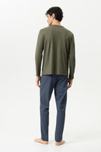 Mey Heren Pyjama Lang Sleek Circles Black Forest Green detail 1