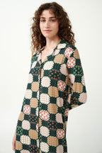 Vamp Nachthemd Viscose met Knoopsluiting Groen