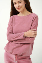 Vamp Velours Loungeset met Ribtop Oudroze