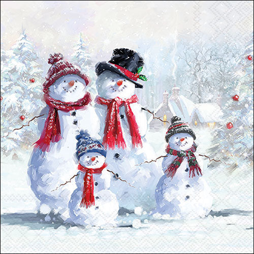 Servetten Sneeuwmannen met Muts – lunch 33 x 33 cm