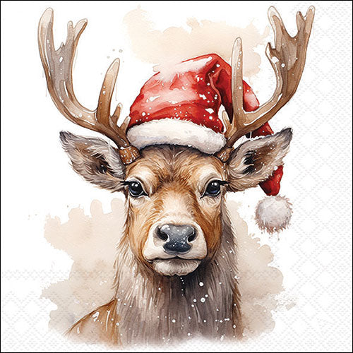 Servetten Hertje met Kerstmuts